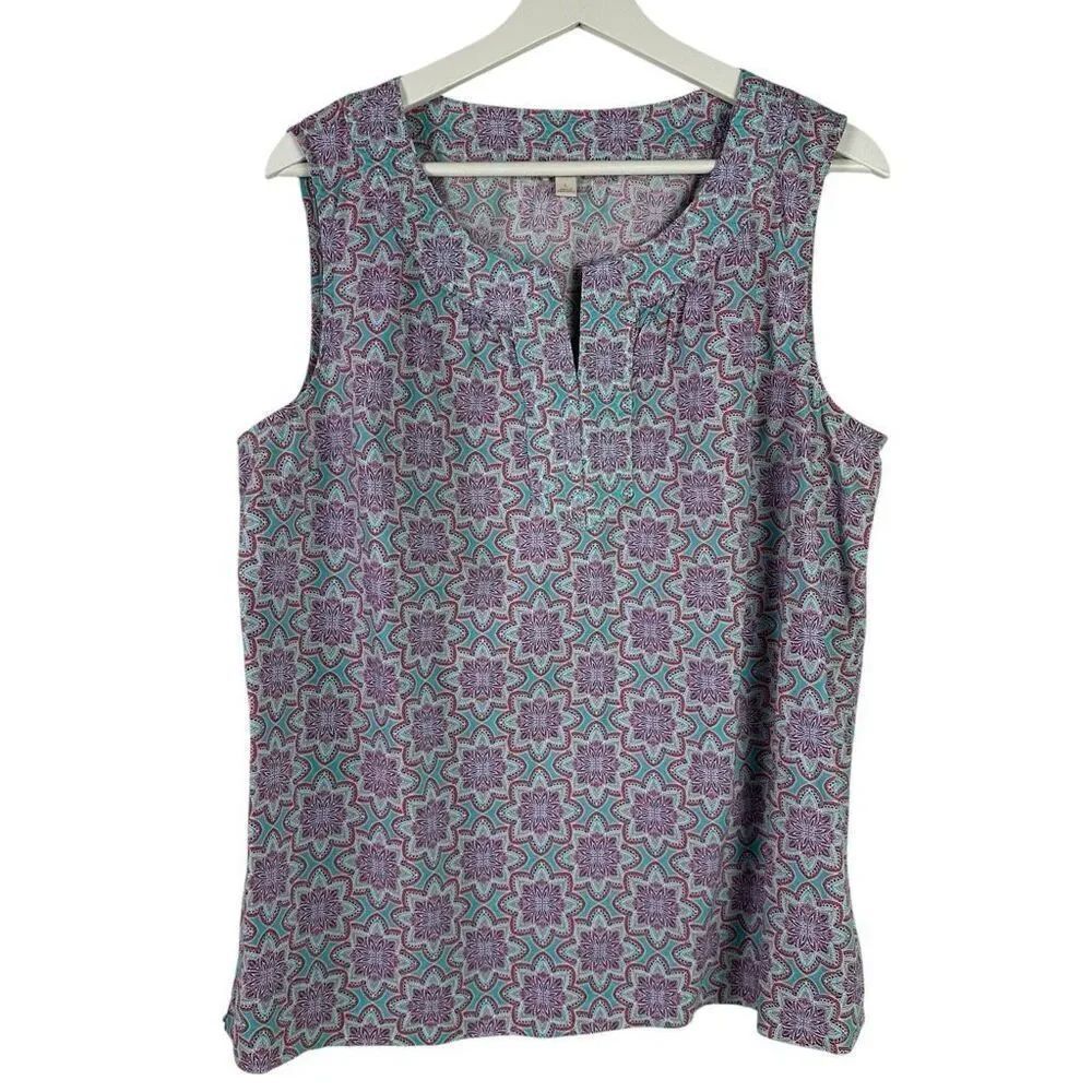 Talbots Sleeveless Notch Neck Blouse size Large